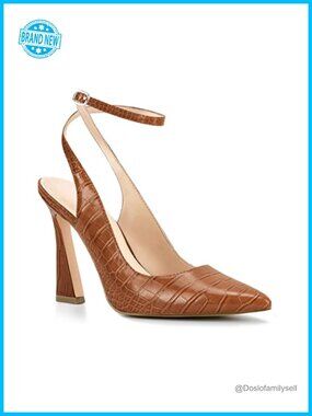 Womens Closed Toe Ankle Strap Heels Pointed Toe Slingback High Heel Wedding